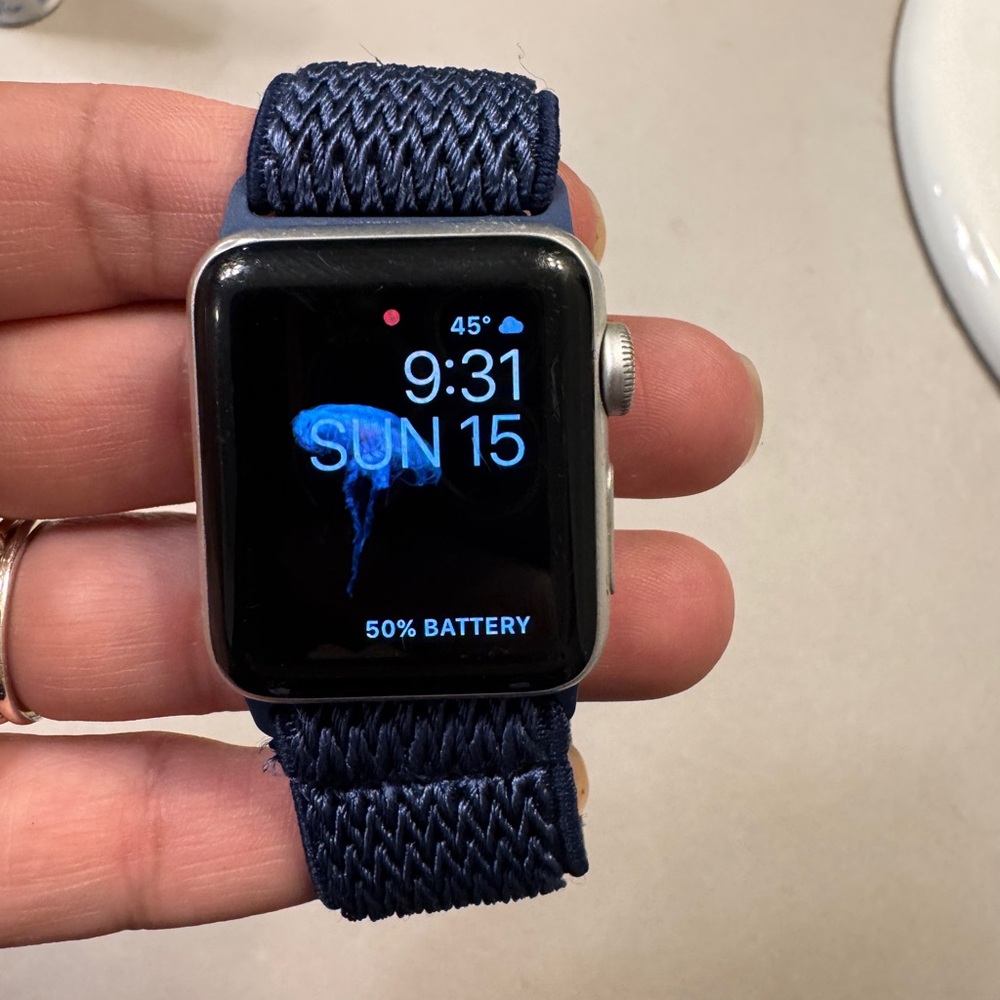 Apple Watch Series 3, 38mm with White and Blue Bands
